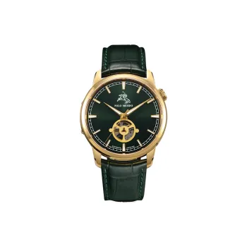 POLOMEISDO POLO Wrist Watch Automatic Mechanical Movement Cowhide Strap 41mm Green Dial Men's Watches
