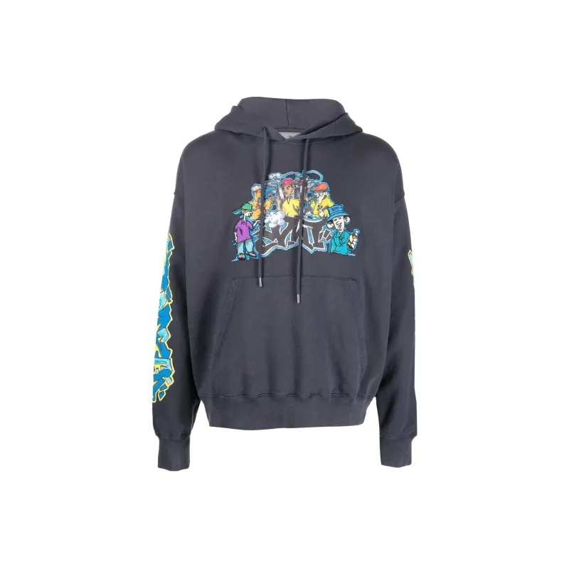 OFF WHITE Graphic Printed Drawstring Hoodie-0