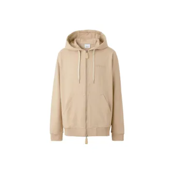 Burberry Logo Print Stretch Cotton Zip Hoodie