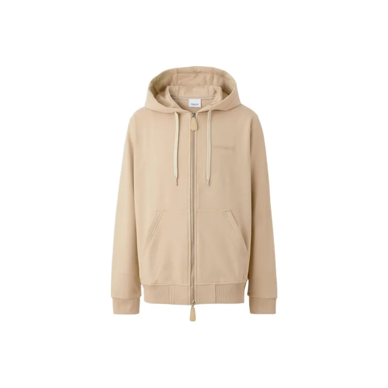 Burberry Logo Print Stretch Cotton Zip Hoodie-0