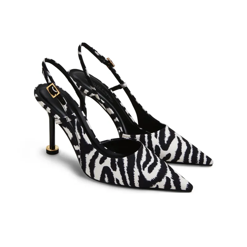 CHARLES&KEITH Small Ck One Strap Sandals 9cm Women's Black/White-1