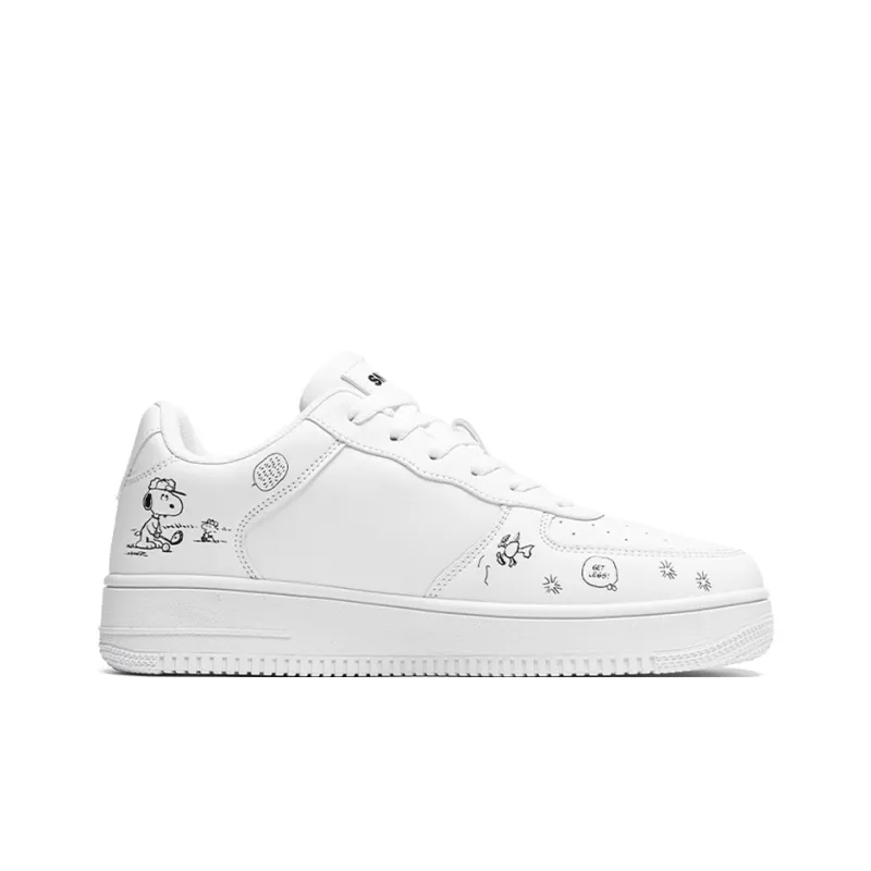 SNOOPY Abrasion Resistant Height Increasing Low Top Skateboard Shoes Unisex White-2