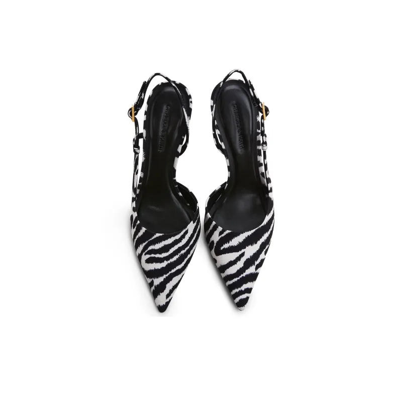 CHARLES&KEITH Small Ck One Strap Sandals 9cm Women's Black/White-2