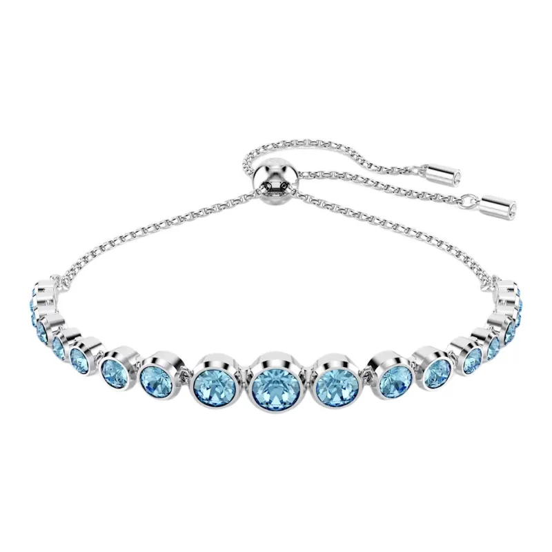 Swarovski Crystal, Rhodium Plated Bracelets Unisex Blue-2