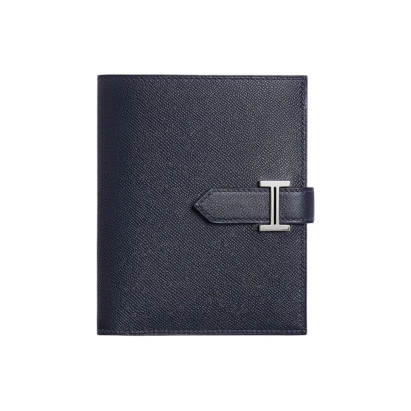 HERMES Bearn Madame Calfskin Wallet Women's 2Z Bleu Nuit Midnight Blue-0