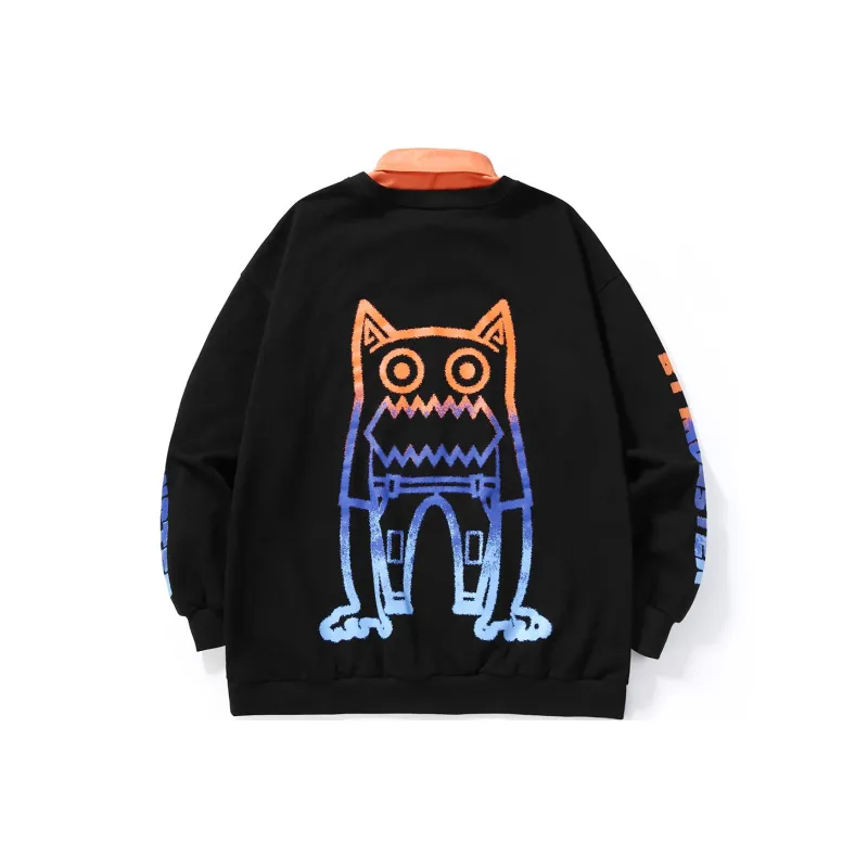 Bt Lapel Loose Fit Mock Two Piece Sweatshirt Unisex-0