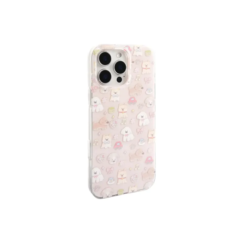 Wei Xin Acrylic Material Car Floral Puppy Stand Phone Cases Compatible With IPhone 16/15 Pro Max/Apple 13/14 Pro/Max-5