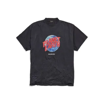 Balenciaga Men's Planet Earth T shirt Oversized Black