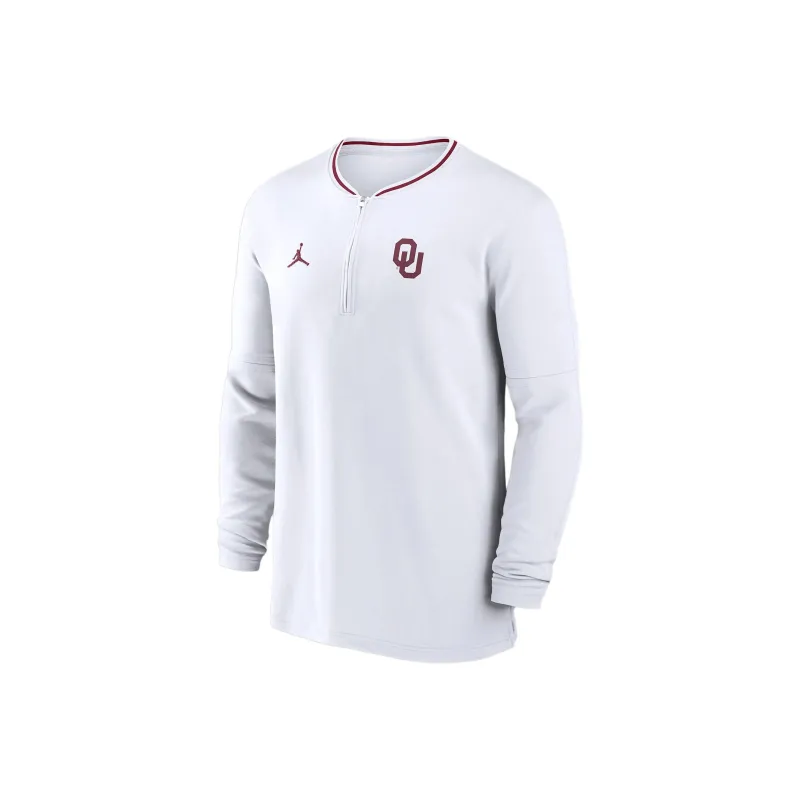Jordan Oklahoma Sooners Sideline Coach Men's Jordan Dri FIT College 1/2 Zip Long Sleeve Top-0