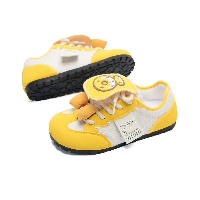 Anime Story Low Top Casual Shoes Women's Cream Yellow-4