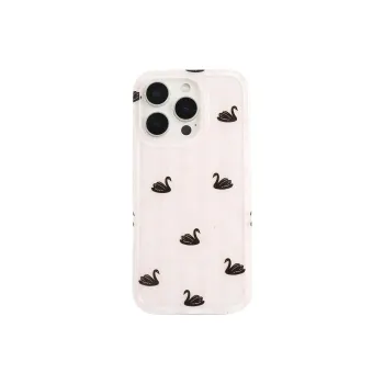 Wei Xin Acrylic Material Pink Stripes Black Swan Phone Cases Compatible With IPhone 16/15 Pro Max/Apple 13/14 Pro/Max