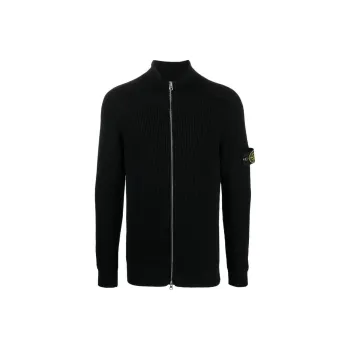 STONE ISLAND Ribbed knit Zip up Cardigan