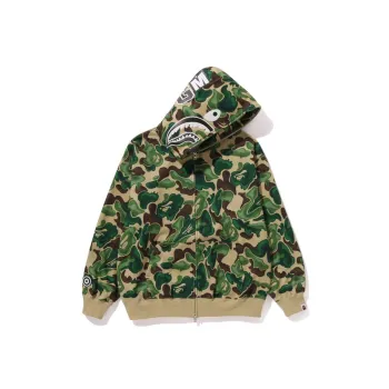 A BATHING APE® FW23 Art Camo Shark Zip front Hoodie