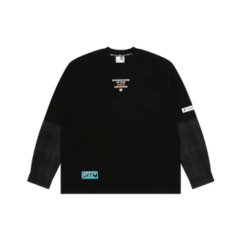 Aape Moonface Plaid panelled Long sleeve Tee