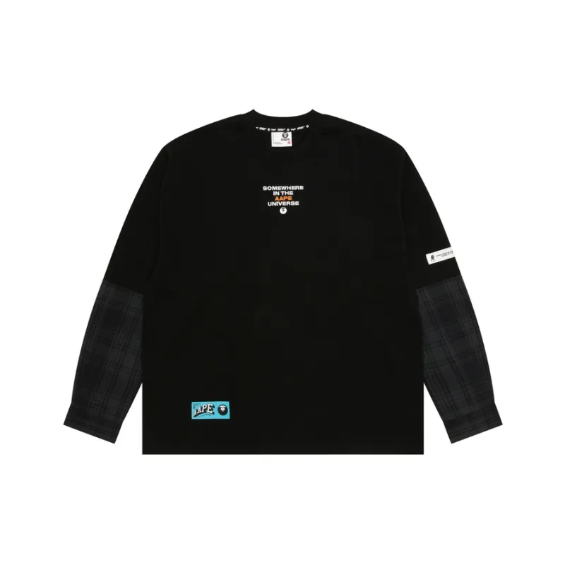 Aape By *A Bathing APE® Moonface Plaid panelled Long sleeve Tee-0
