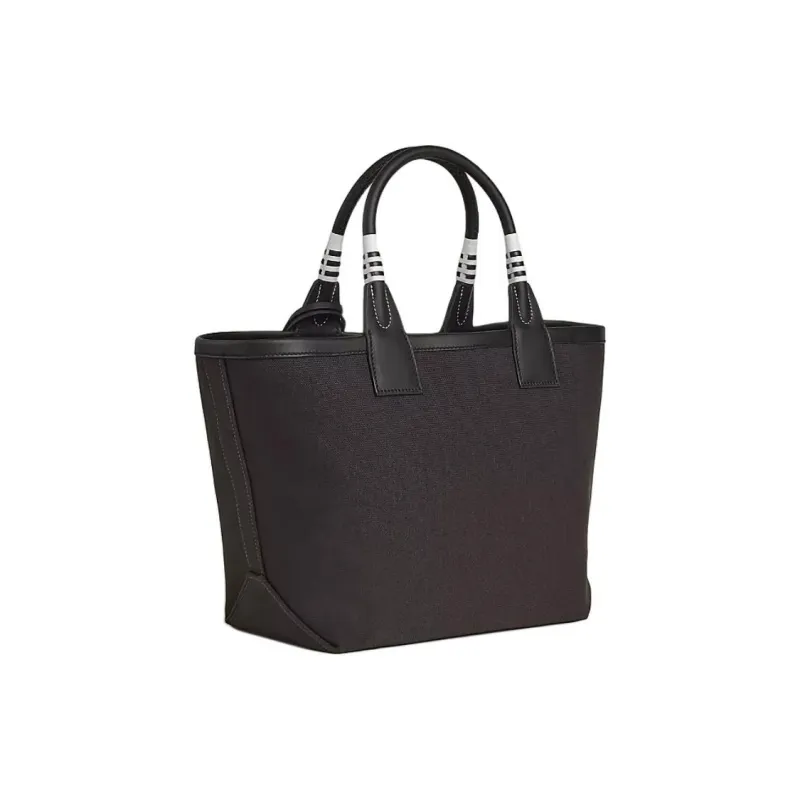 HERMES Steeple Military Fabric With Swift Calfskin Handbag Regular Women's Ebony/Black-2