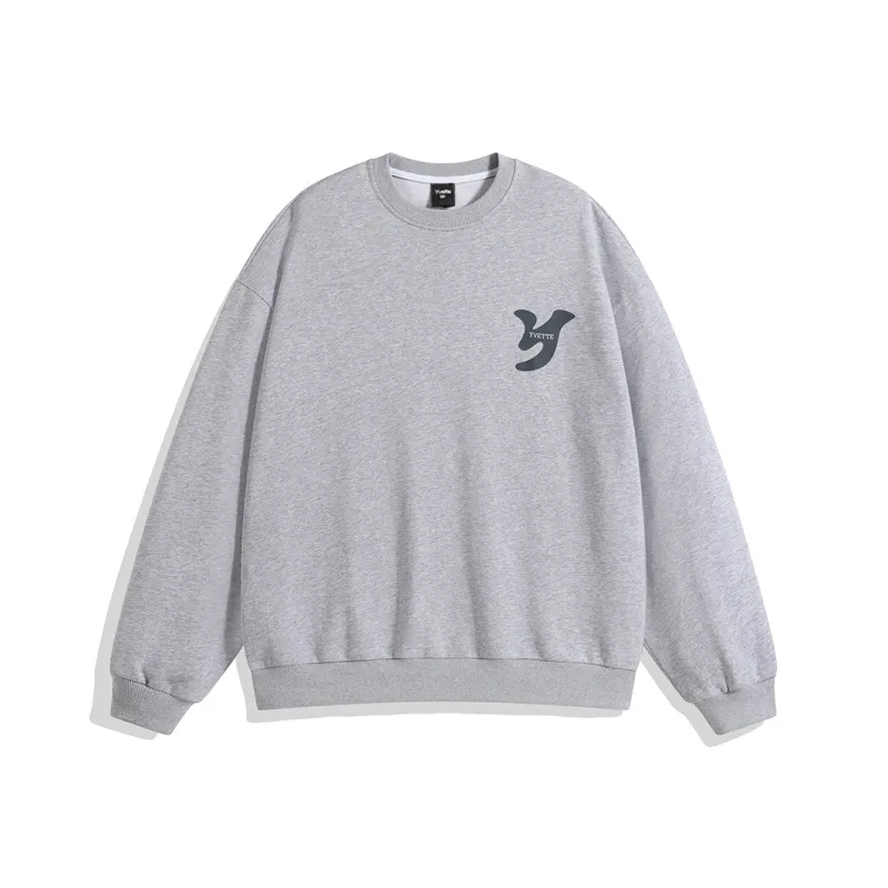 Yvette Crew Neck Loose Fit Regular Sweatshirt Unisex Heather Gray-0