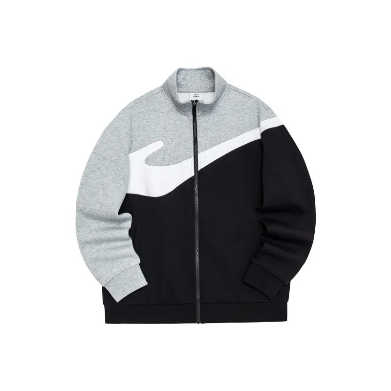 Erke Stand Collar Cardigan Sweatshirt Spring Fall Men's Bright Light Heather Gray-0