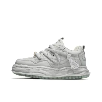 PAVEA Low Top Skateboard Shoes Unisex White Wiped Gray