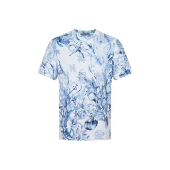 C'N'C Smudge & Distortion Series T Shirt Men's Blue Pattern