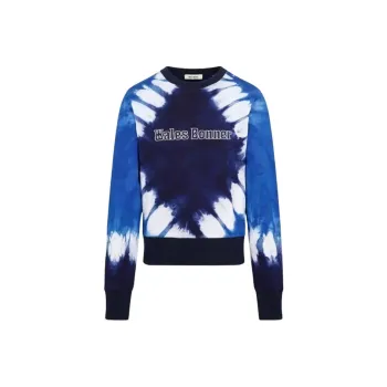 Wales Bonner Tie Dyed Logo Embroidered Crewneck Sweatshirt