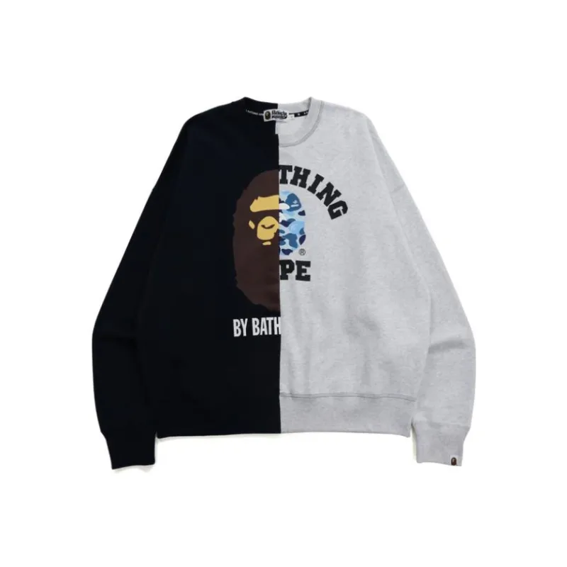 A BATHING APE College & By Bathing Loose Fit Crewneck-1