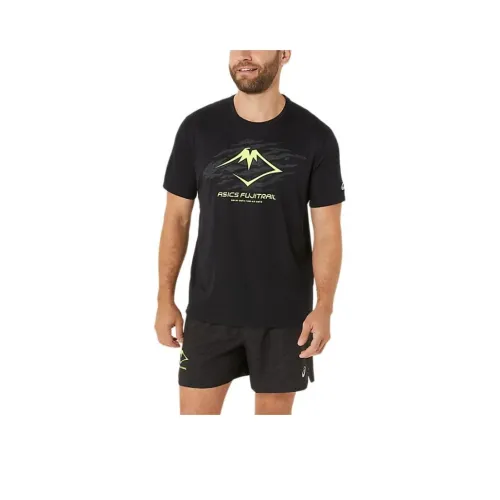 Asics FUJInormal T Shirt Men's Black/Ink Gray/Yellow