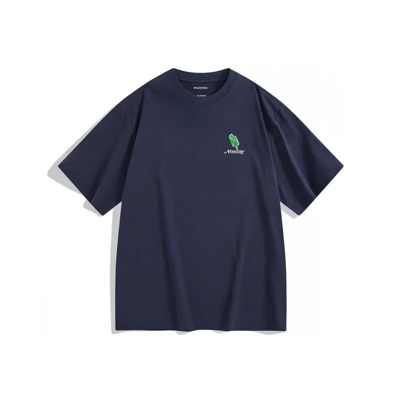 PEACEBIRD MEN T Shirts Men Dark Blue 1 Loose Fit-0