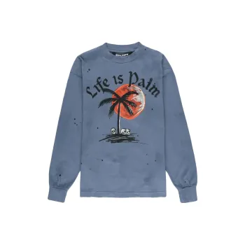 PALM ANGELS Sunset Palm Garmet Dyed Long Sleeve Sweatshirt