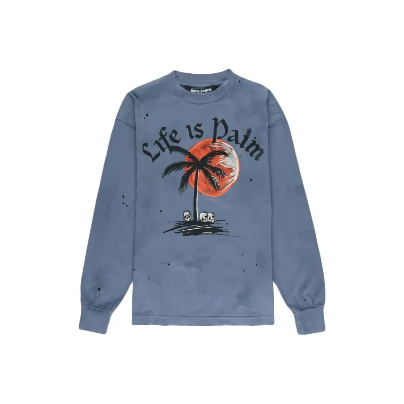 PALM ANGELS Sunset Palm Garmet Dyed Long Sleeve Sweatshirt-0