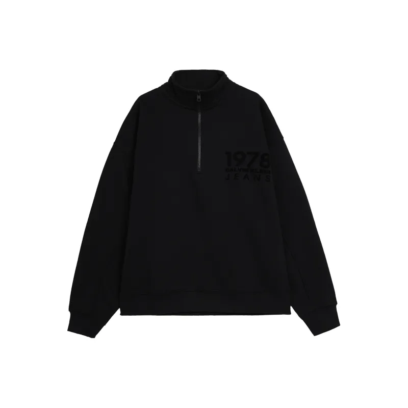 Calvin Klein Logo-flocked Half-zip Sweatshirt-0