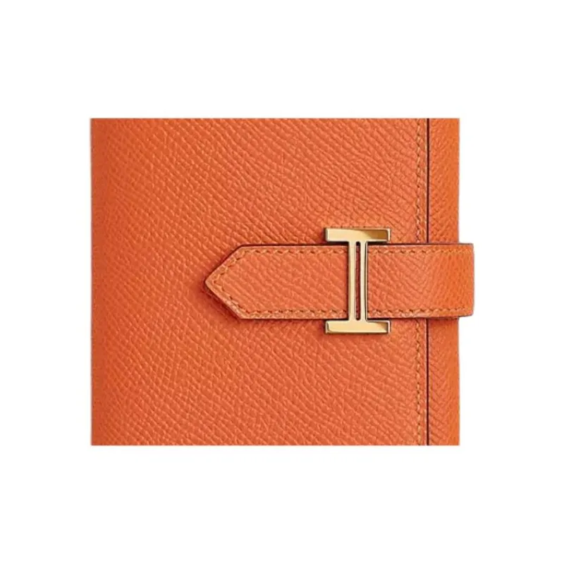 HERMES Bearn Epsom Calfskin Wallet Women's 93 Orange Hermes Orange/Orange-2