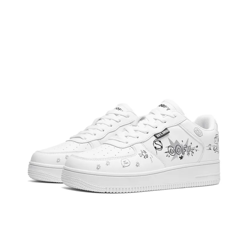SNOOPY Abrasion Resistant Height Increasing Low Top Skateboard Shoes Unisex White-3