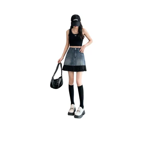 The Temptation Of The Muse Denim Short Skirts Women's Blue