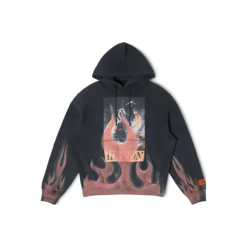 HERON PRESTON Flame print Cotton Hoodie