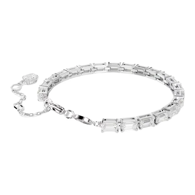 Swarovski Rhodium Plated, Zircon Bracelets Unisex White-0