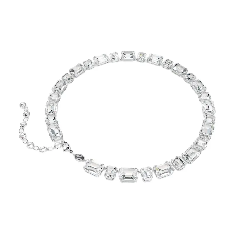 Swarovski Crystal, Rhodium Plated Necklaces Unisex White-2