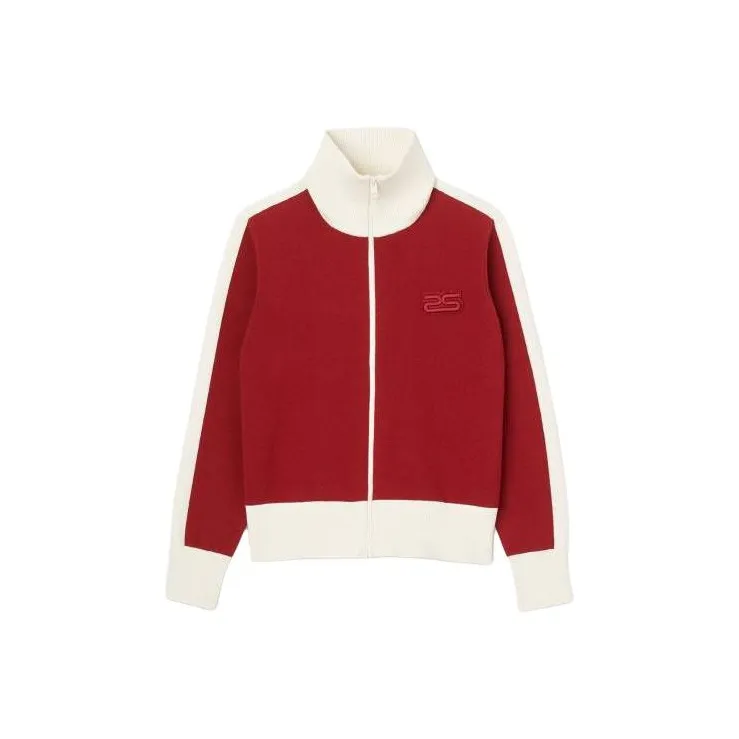 Sandro Two-Tone Knit Cardigan Sweatshirt Men's Red-0