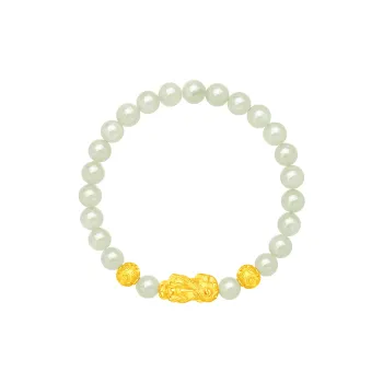 Lao Feng Xiang Hetian Jade Bracelets Pale Greenish White Jade Women's