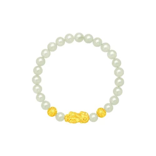 Lao Feng Xiang Hetian Jade Bracelets Pale Greenish White Jade Women's