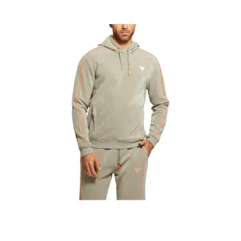 GUESS Randell Faux-Suede Hoodie Sweatshirt Men's Moss Green