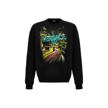 VERSACE City Graphic Printed Crewneck Sweatshirt