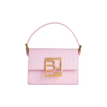 By Far Fran Cow Leather Small Square Bag Handbag Shoulder Bag Small Size Women's Peony Color