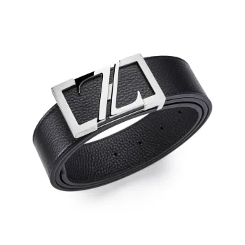GUSKI Top Grain Cow Leather Smooth Buckle Belt, Premium Steel Buckle, Elegant Belt Men's Width 3.8cm Gift Box Set