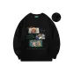 Black[Fleece-Lined Crew Neck Sweatshirt]