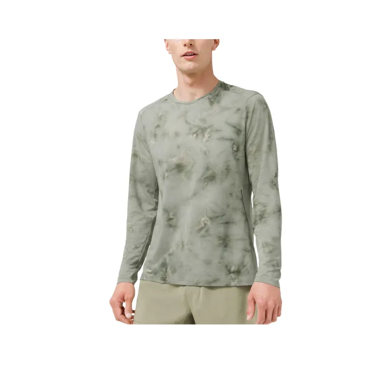 Lululemon Fast And Free T-Shirt Men Trendy White Smoke Spruce Green-0