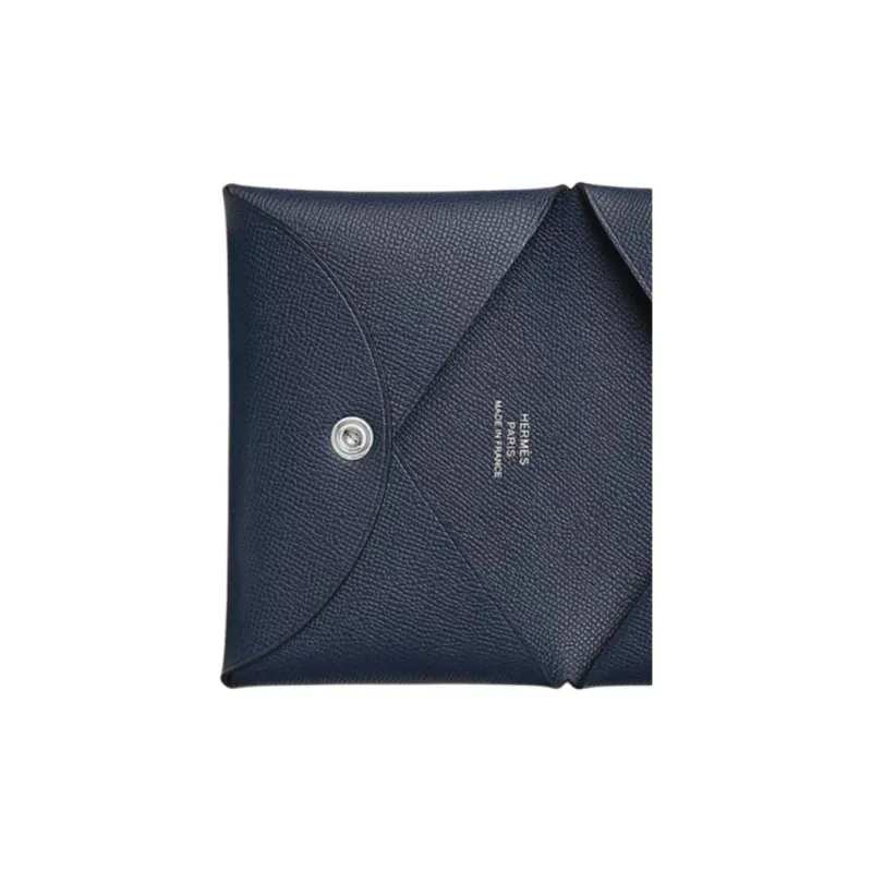 HERMES Calvi Madame Calfskin Card Holder Women's 2Z Bleu Nuit Midnight Blue-2