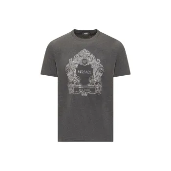 VERSACE Cartouche Embellished Crewneck T Shirt
