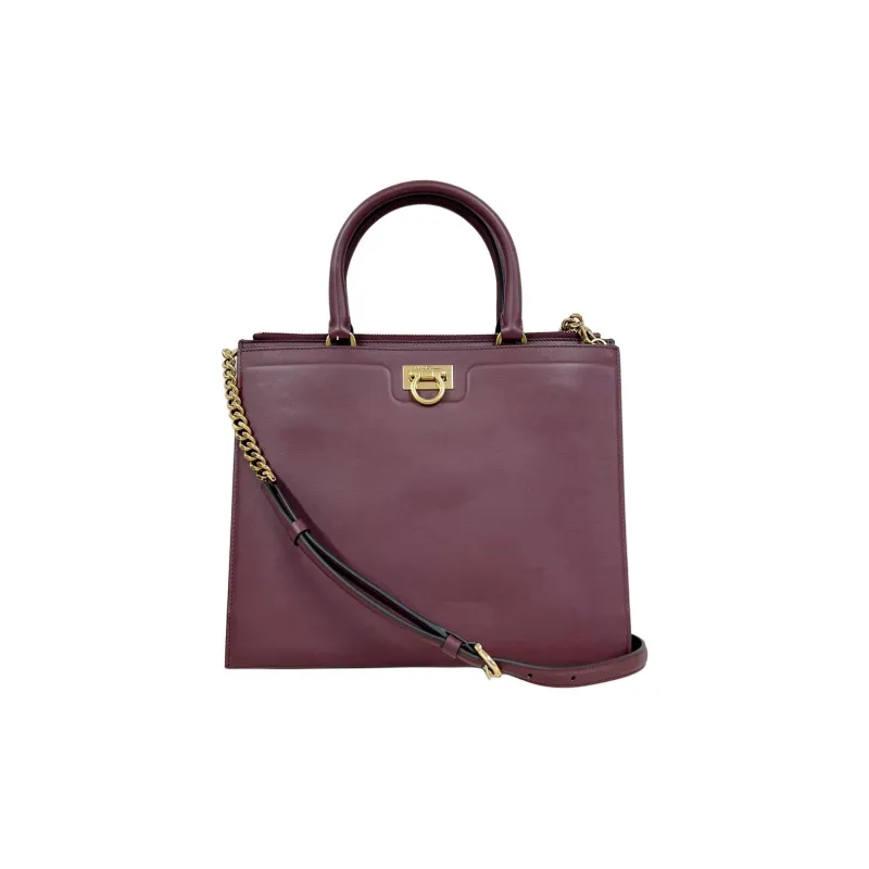 FERRAGAMO Calfskin One Shoulder Handbag Women's Burgundy-0