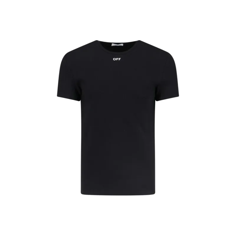 OFF-WHITE Off Stamp Crewneck Straight Hem T-Shirt-0